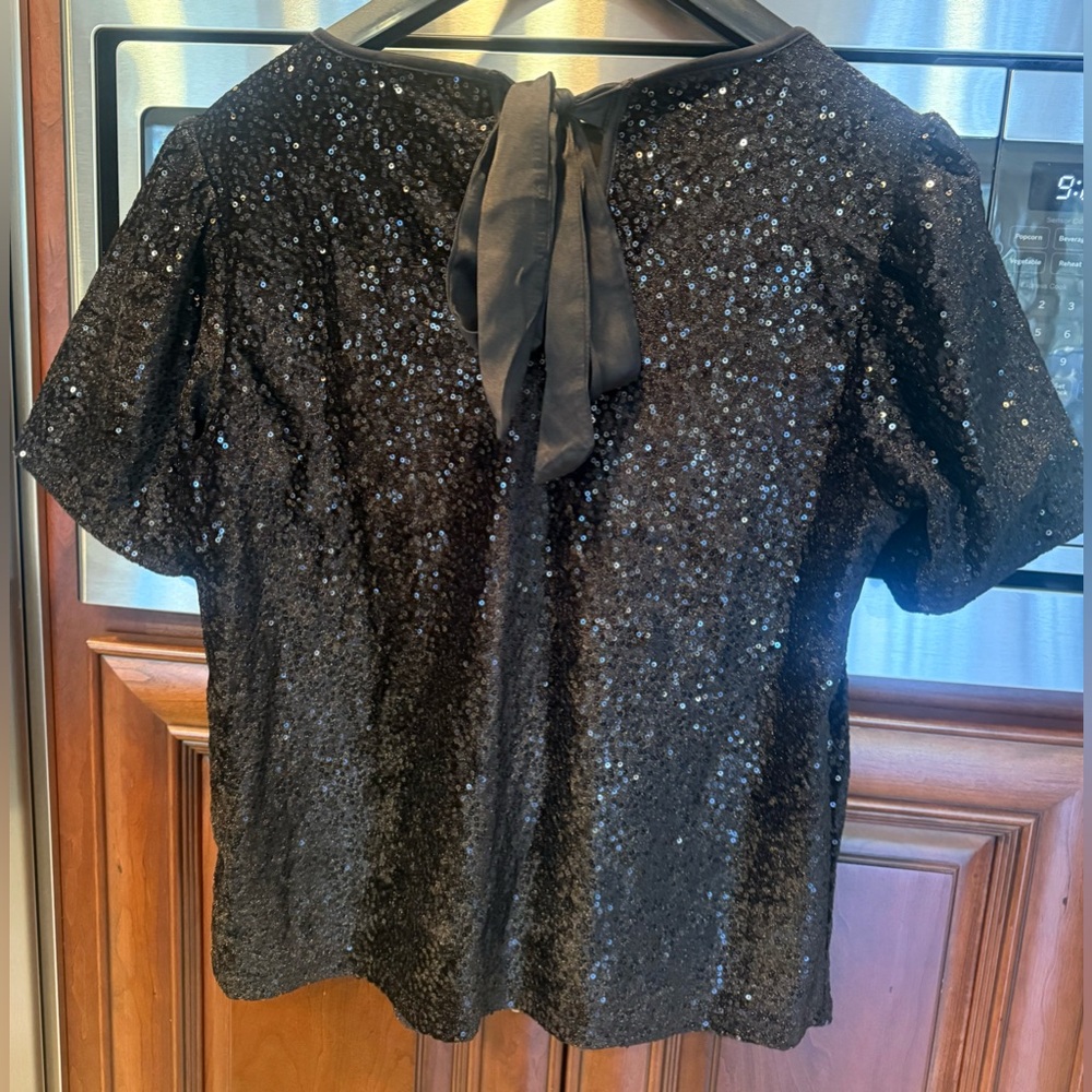 Badgley Mischka Black Sequin Blouse. NWOT - Picture 2 of 6